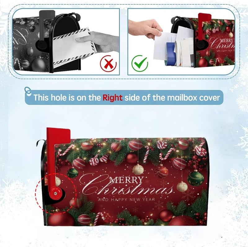 VBXNT Winter Christmas Tree-Themed Mailbox Cover, Magnetic Waterproof Mailbox Wrap 18x21 Inch Standard Size, Snow Oxford Cloth Mailbox Decoration for Christmas, Thanksgiving, Winter Outdoor Garden(MC6) - Image 5